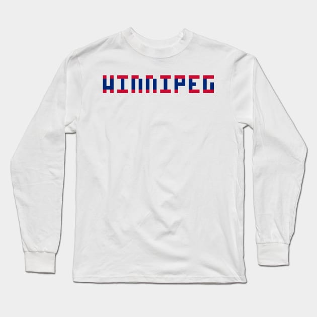 Pixel Hockey City Winnipeg 1996 Retro Long Sleeve T-Shirt by gkillerb